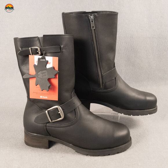 NWT Mellow Walk Vanessa Biker Boots Black Mid-Calf Leather 412109 Women's Sz 8D - Picture 2 of 15